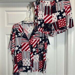 Celebrate Women's Patriotic Shorts Pajama Set - Red, Blue, White
